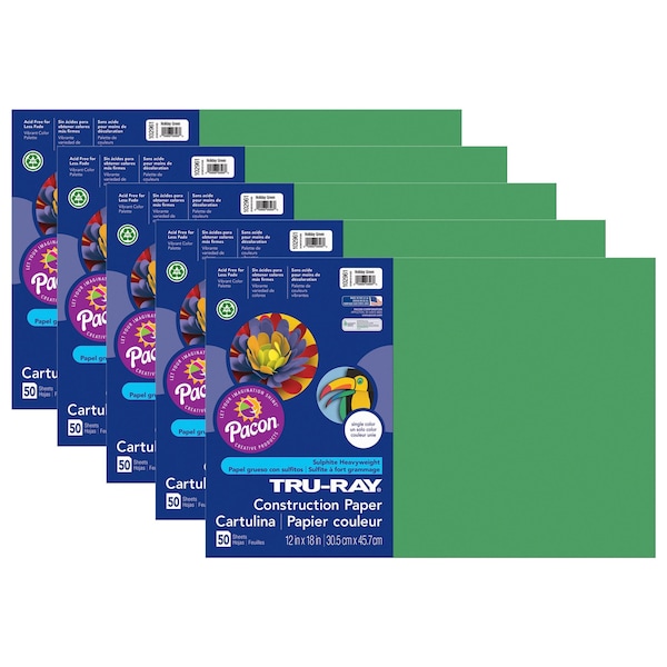Tru-Ray Construction Paper, Holiday Green, 12x18, PK250